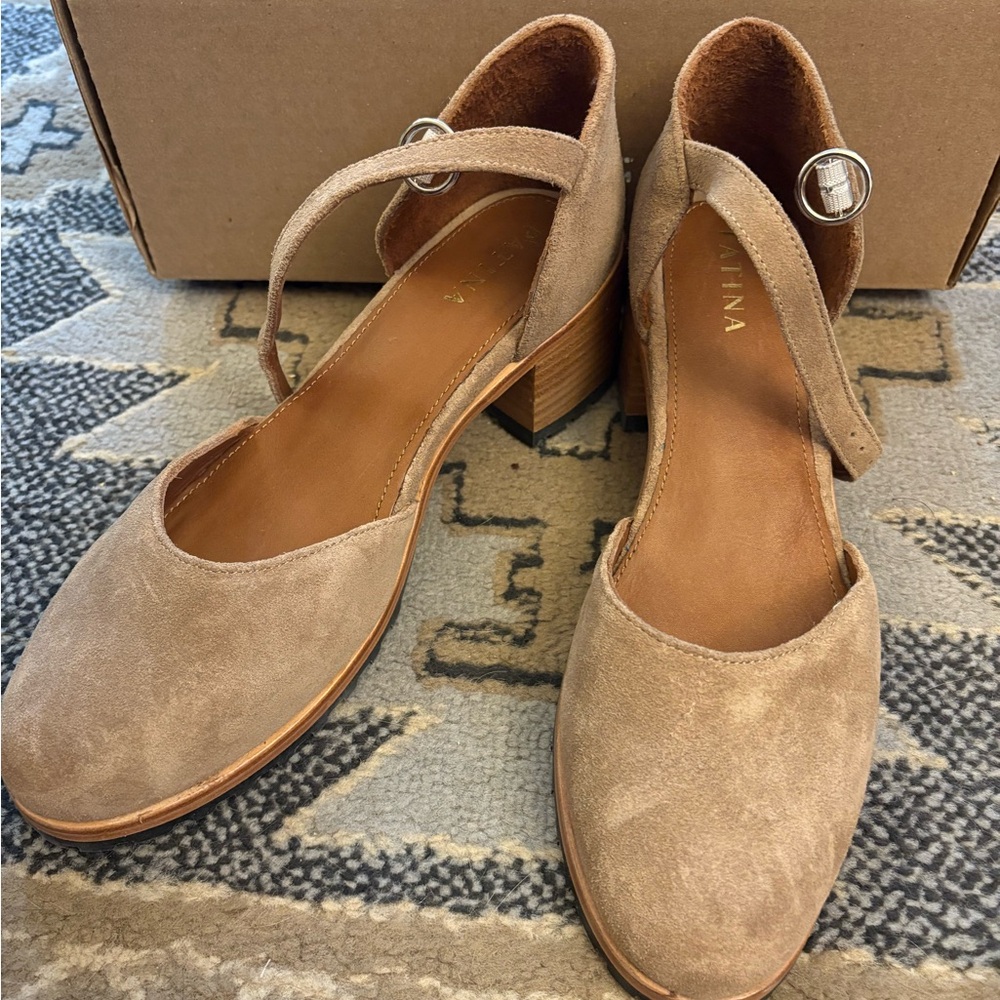 Portland Leather Patina Taupe Suede Mary Jane Heels
